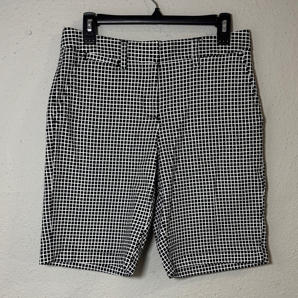 Lands' End Women's Black and White Grid Shorts